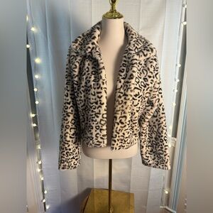 Wild Honey Black and Cream Teddy Jacket Plush Faux Fur